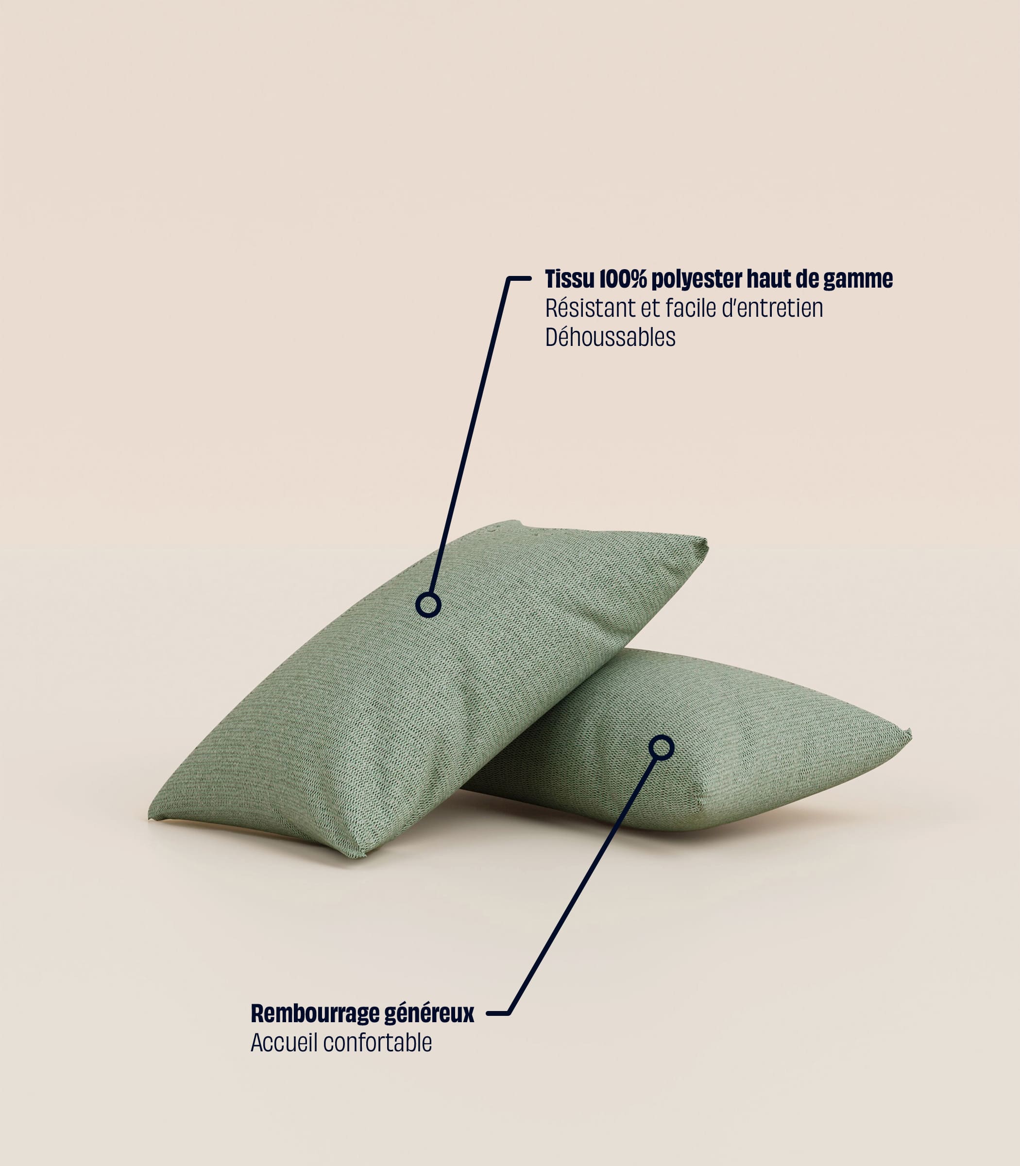 Lot de 2 coussins - Vert sauge - Image 3