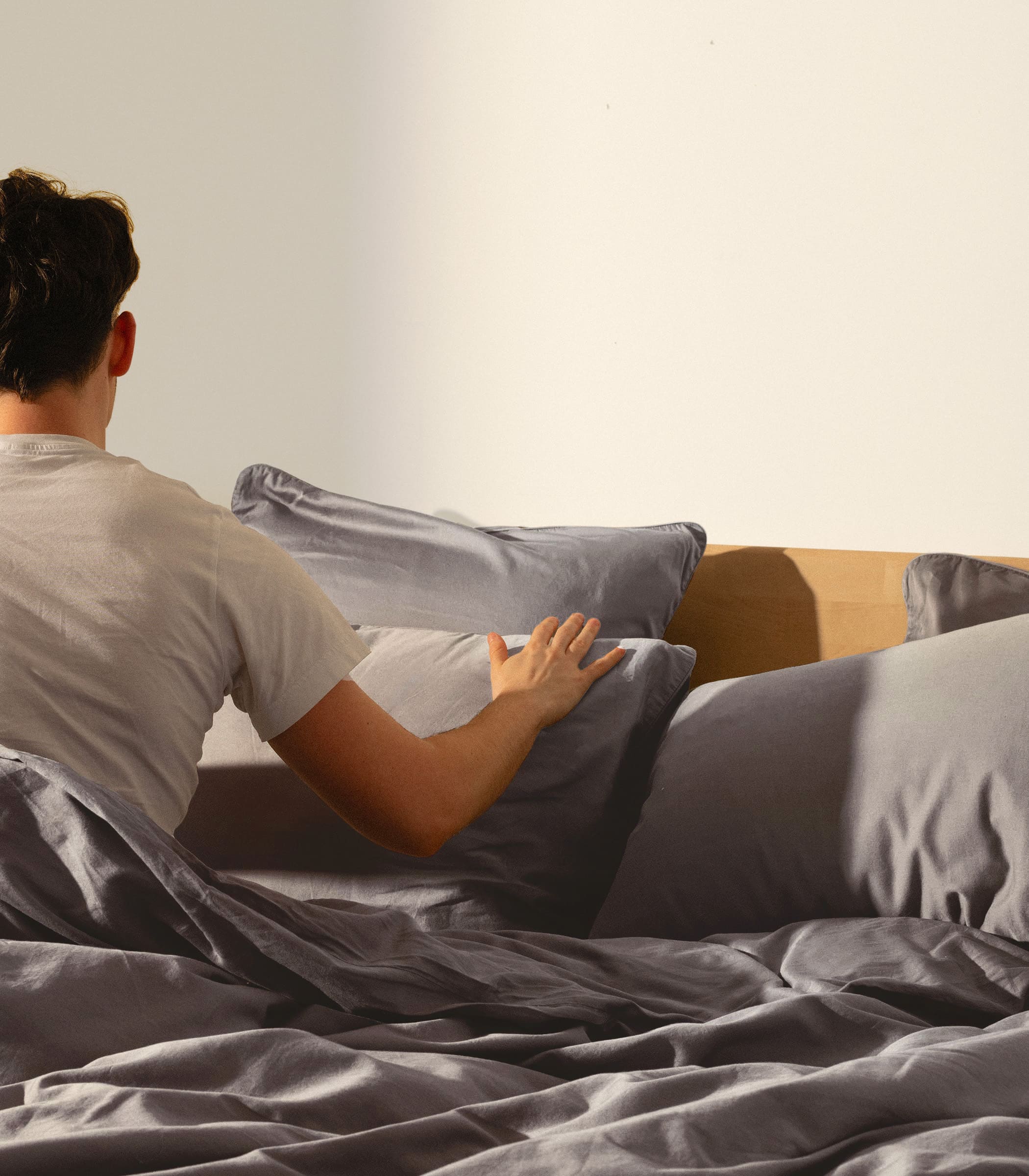 Drap housse en satin de coton - Gris levant - Image 3
