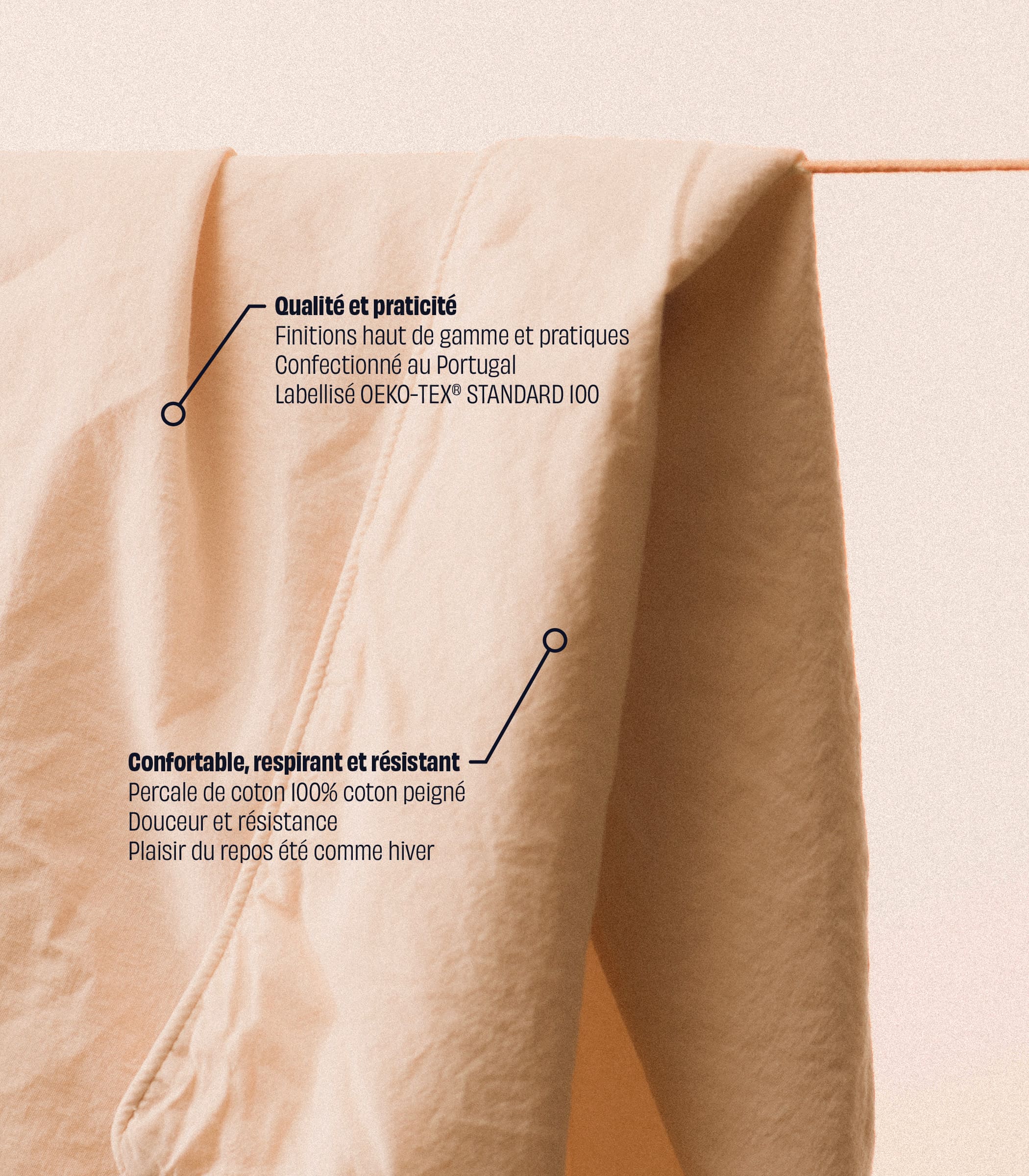 Housse de couette en percale de coton - Beige ivoire - Image 3