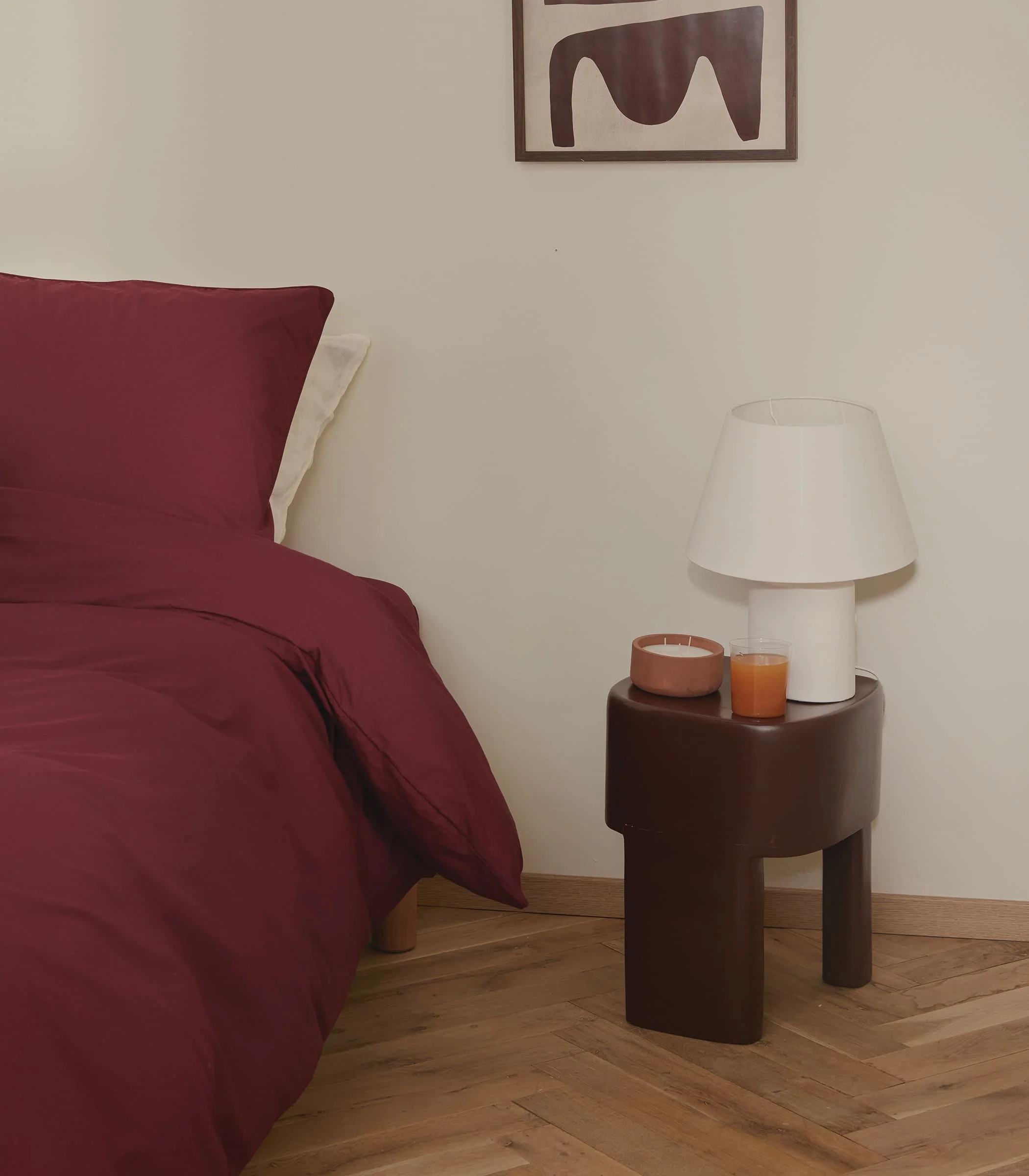 Drap housse en percale de coton - Rouge tanin - Image 5