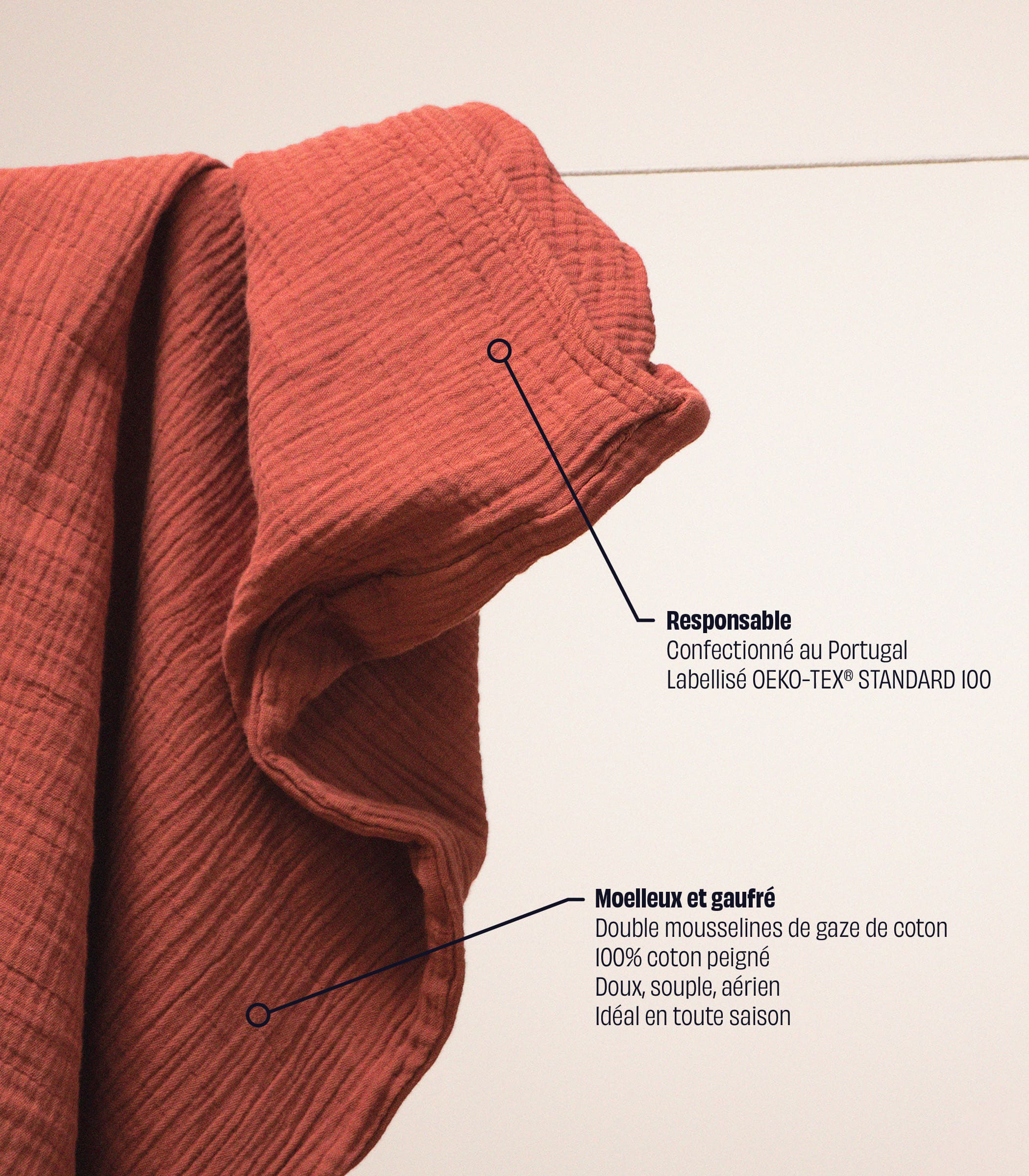Parure en gaze de coton - Orange corail - Image 3