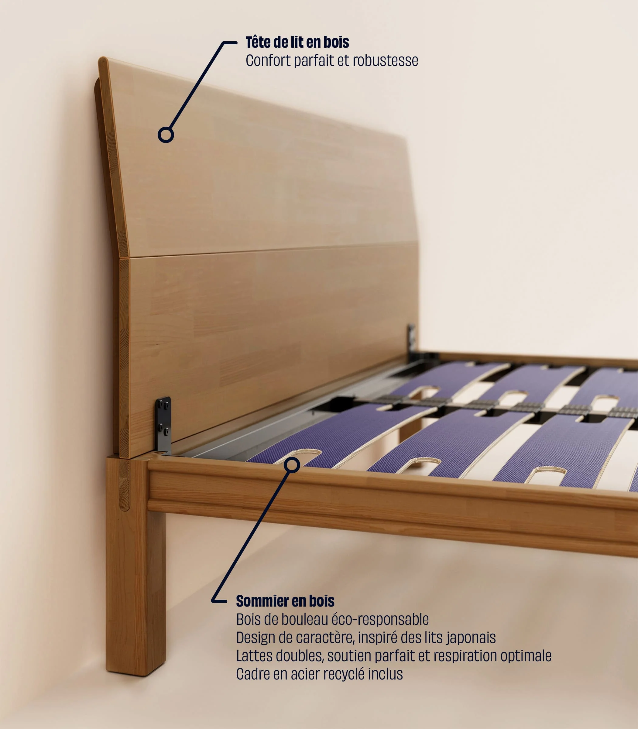 Lit en bois - Bois foncé - Image 6