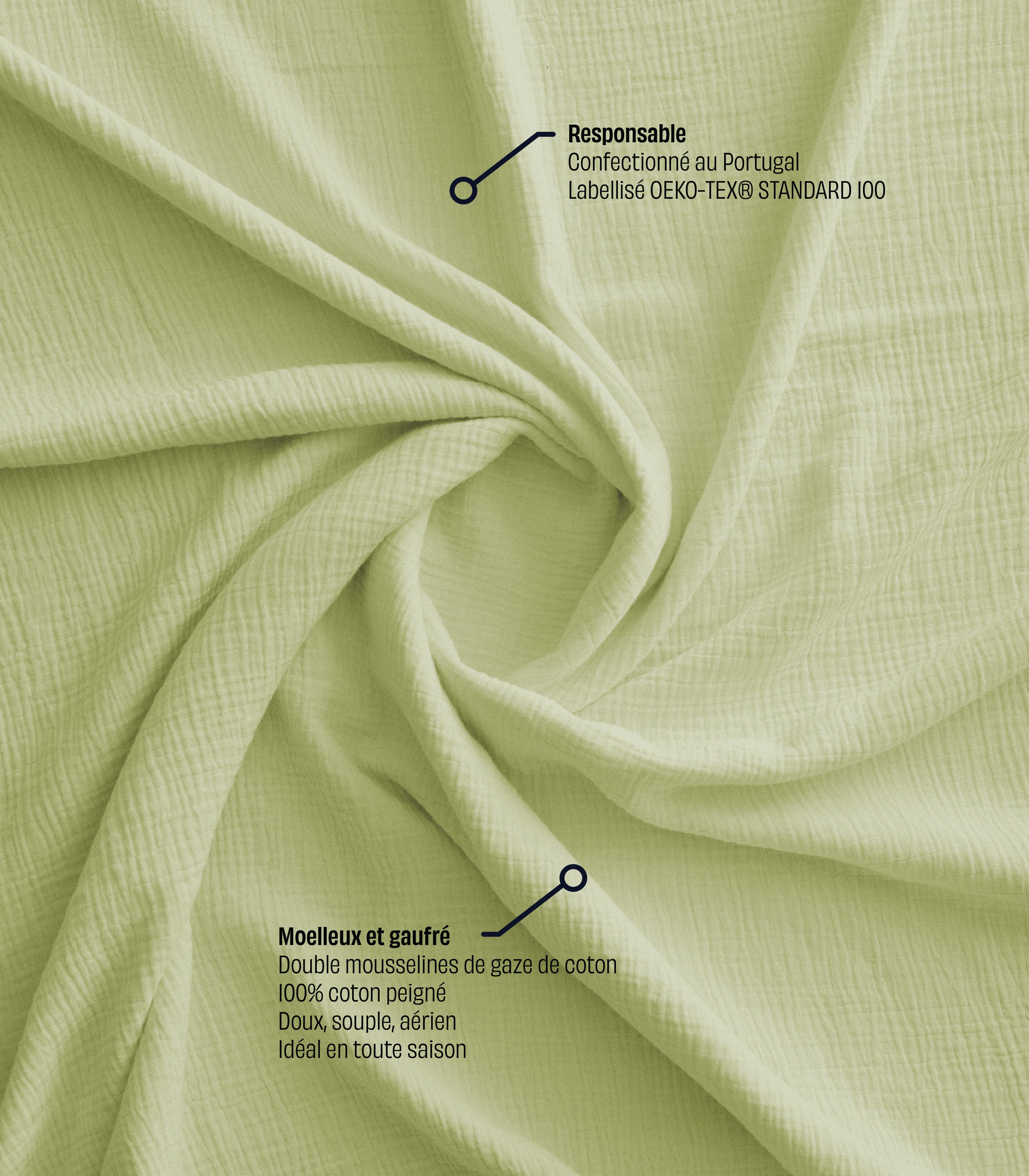 Housse de couette en gaze de coton - Vert amande - Image 2