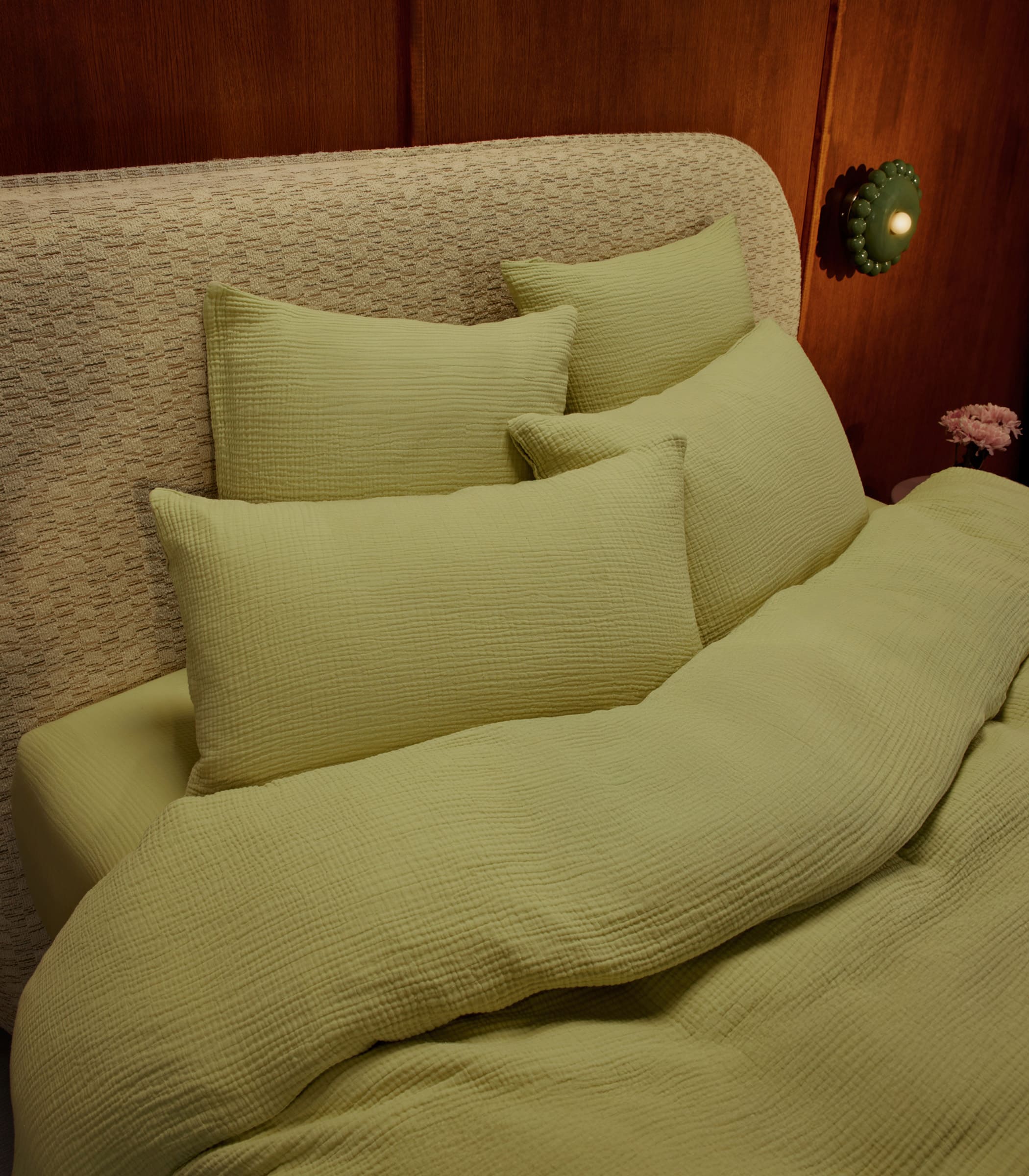 Housse de couette en gaze de coton - Vert amande - Image 4