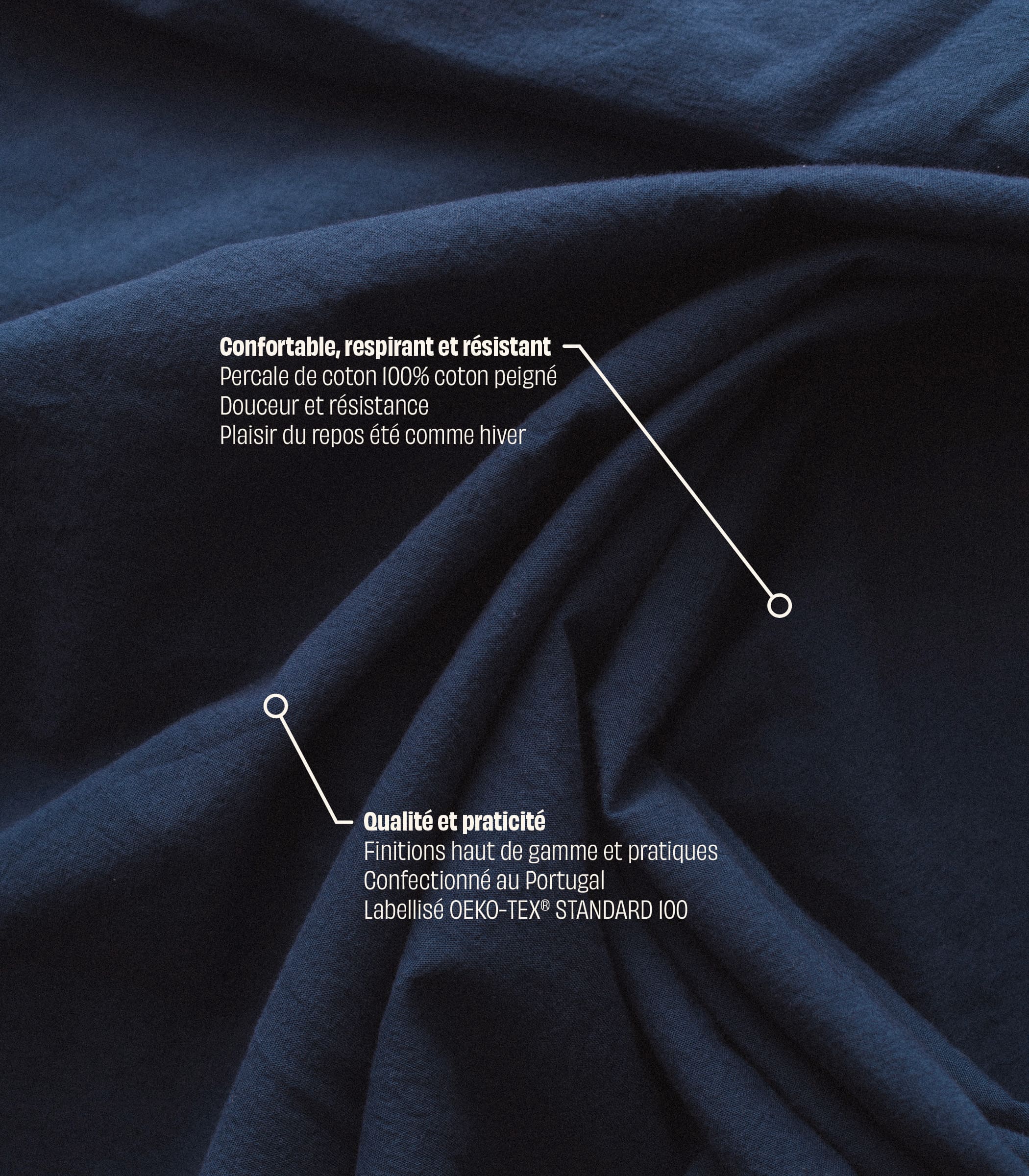 Parure en percale de coton - Bleu Océan - Image 3