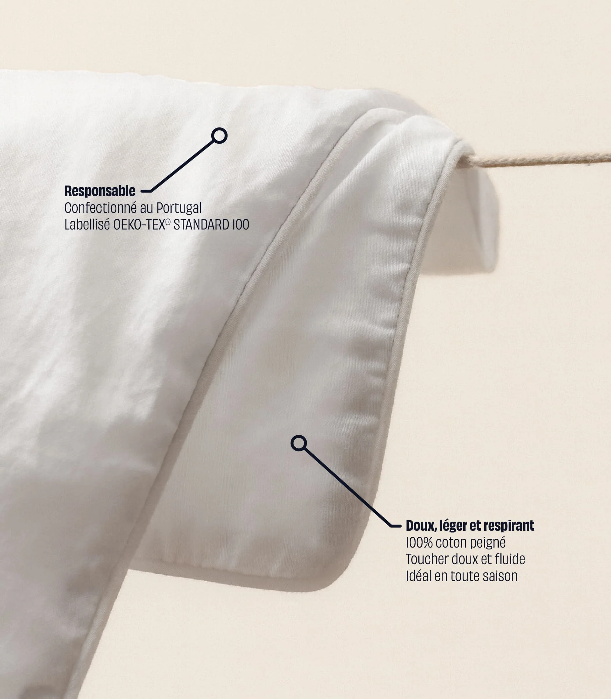 Housse de couette en satin de coton - Blanc grand frais - Image 3